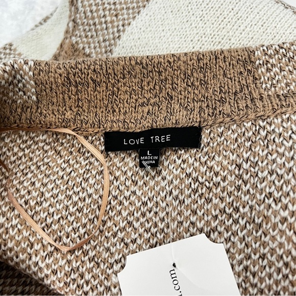 Open Front Sweater Vest Plaid Long Cardigan Heather Brown With Pockets Large - Picture 11 of 11